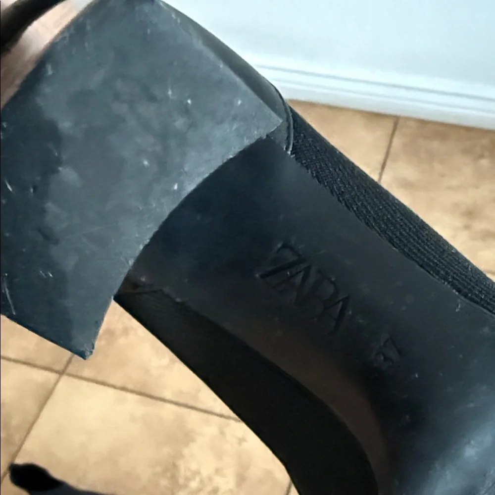 Zara Black Heeled Sock Boots - Picture 6 of 7